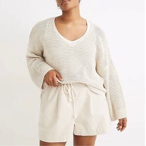 Madewell Rainbow Marled Seville Pullover Sweater Boxy Cropped Marled Beach XS